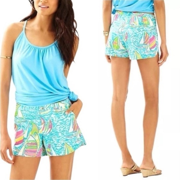 Lilly Pulitzer Pants - Lilly Pulitzer Adie Short You Gotta Regatta Resort Beach Sailboat size 0